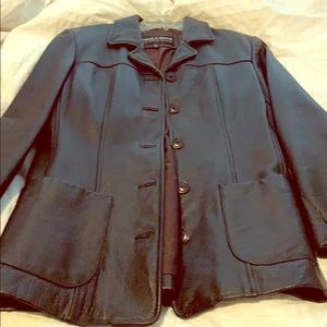 Black leather blazer jacket